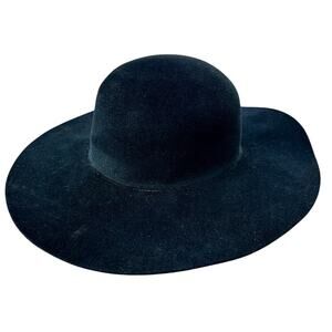 Vintage Nordstrom 100% Rabbit hair wide brim floppy hat Italy black old money 22